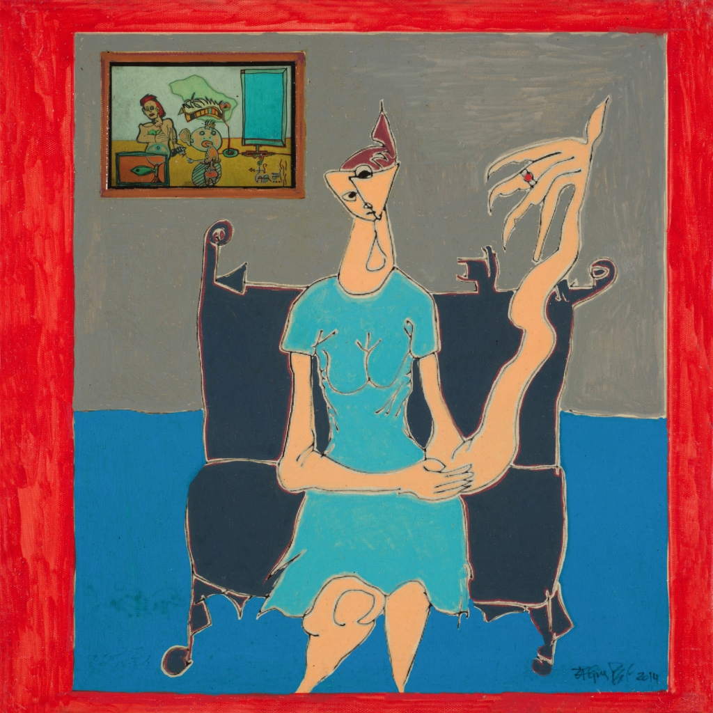 Jacques BRAL - Jeune Fille à la galerie (40x40) - 2014